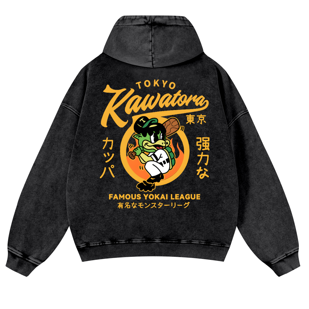 Tokyo Kawatora Vintage Washed Cotton Back Art Hoodie