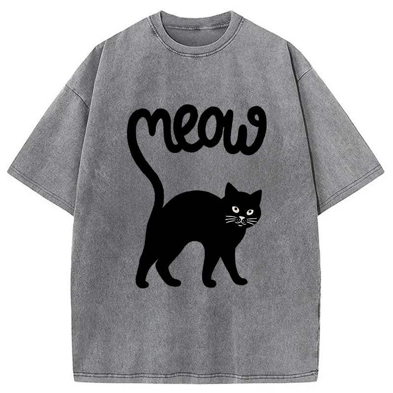 Funny Cat Tail Washed T-Shirt