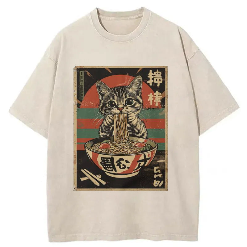 Ramen Cat Washed T-Shirt