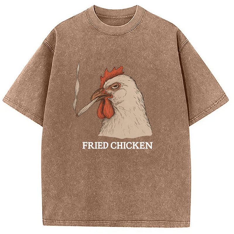 Fried Chicken 420 Smoking Meme Washed T-Shirt