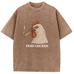 Fried Chicken 420 Smoking Meme Washed T-Shirt