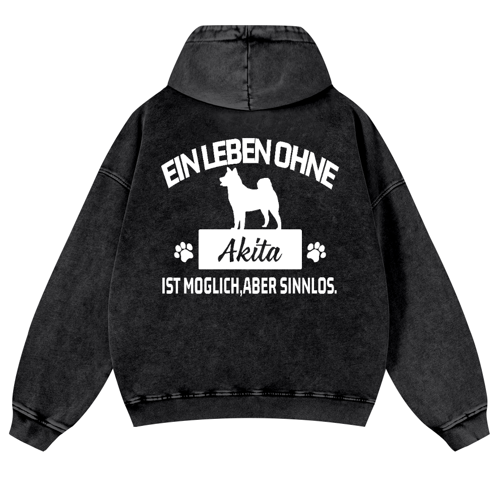 Akita Vintage Washed Cotton Back Art Hoodie