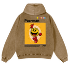 Pacman Vintage Washed Cotton Back Art Hoodie