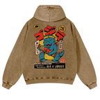 Spicy Dinosaur Vintage Washed Cotton Back Art Hoodie