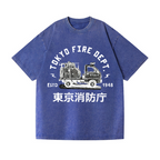 Mini Fire Truck Vintage Wash Japanese Design T-Shirt