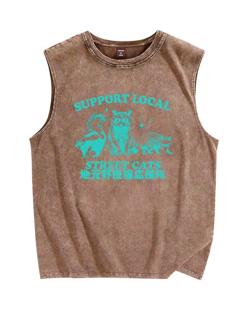 Support local street cats Vintage Distressed Washed Tank Top