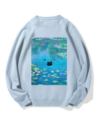 Monet Water Lily Cat Cotton Sweatshirt