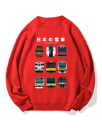 Japanese Trains Cotton Sweatshirt