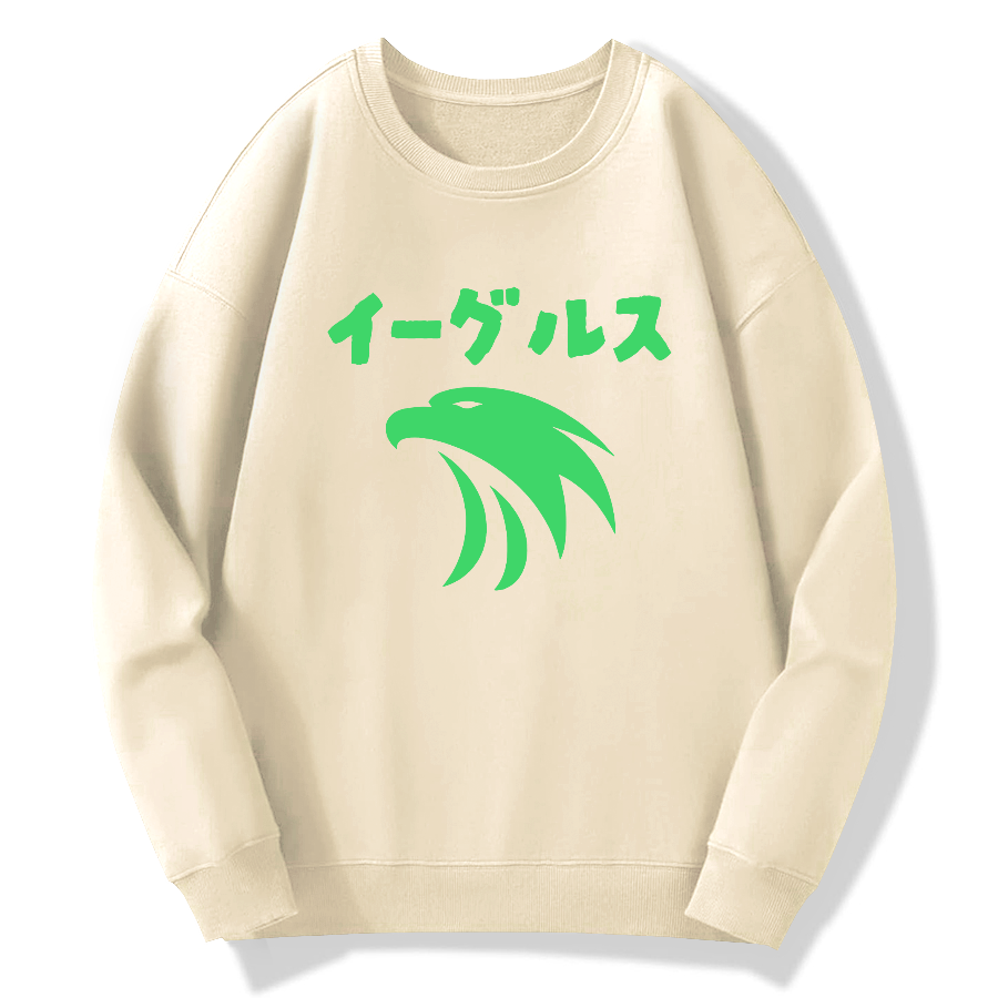 Japanese logo eagle Cotton Pullover Sweatshirt