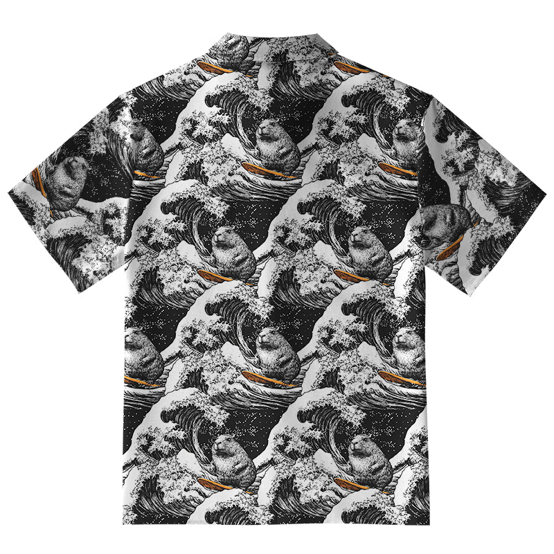Surfing Capybara Button-up Shirt