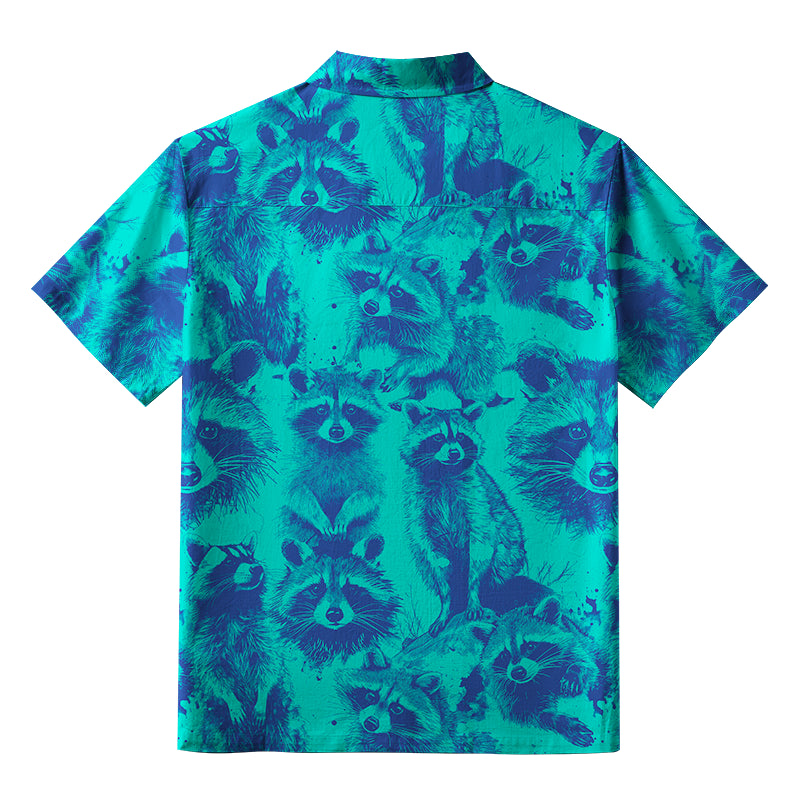Playful Raccoon Frenzy Button-up Shirt