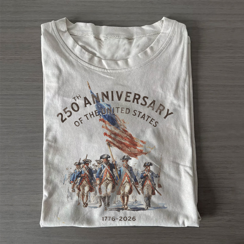 Unisex Classic Cotton 250th Birthday USA Printed Folded T-shirt