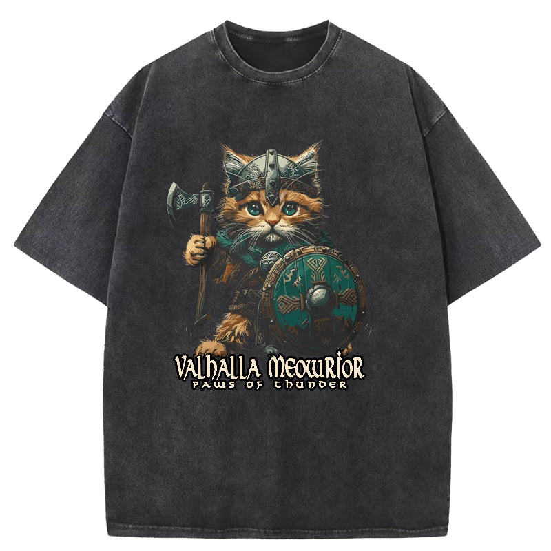 Viking Cat Washed T-Shirt