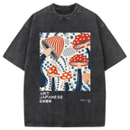 Japanese Art Dancing Mushroom Washed T-Shirt