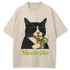 Cow Cat Meowjito Washed T-Shirt