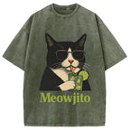 Cow Cat Meowjito Washed T-Shirt