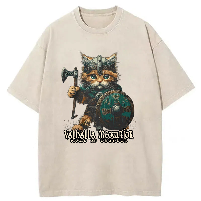 Viking Cat Washed T-Shirt
