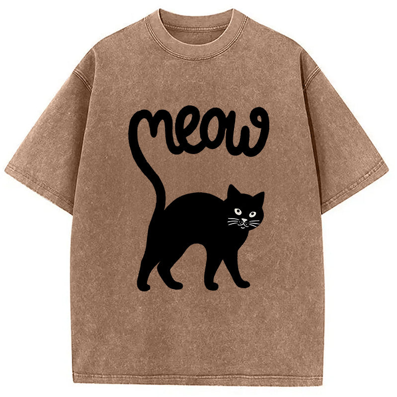 Funny Cat Tail Washed T-Shirt