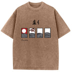 Hanafuda August Suite Japanese Washed T-Shirt
