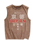 Kyoto Script Vintage Distressed Washed Tank Top