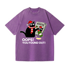 Cat Oops! You Found Out! Vintage Wash Japanese Design T-Shirt