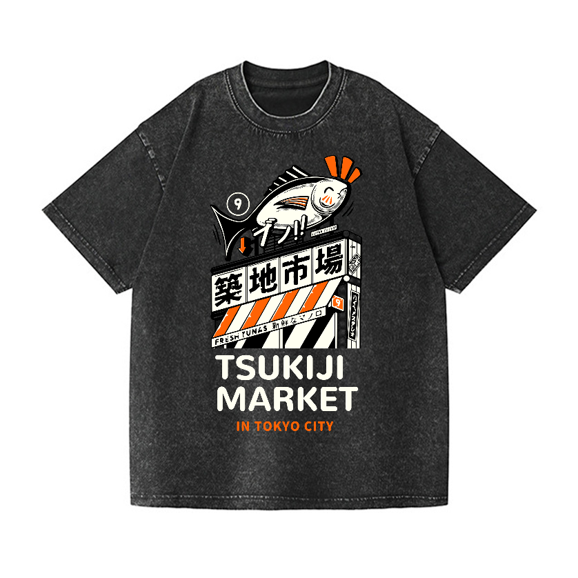 Tsukiji Market Vintage Wash Japanese Design T-Shirt