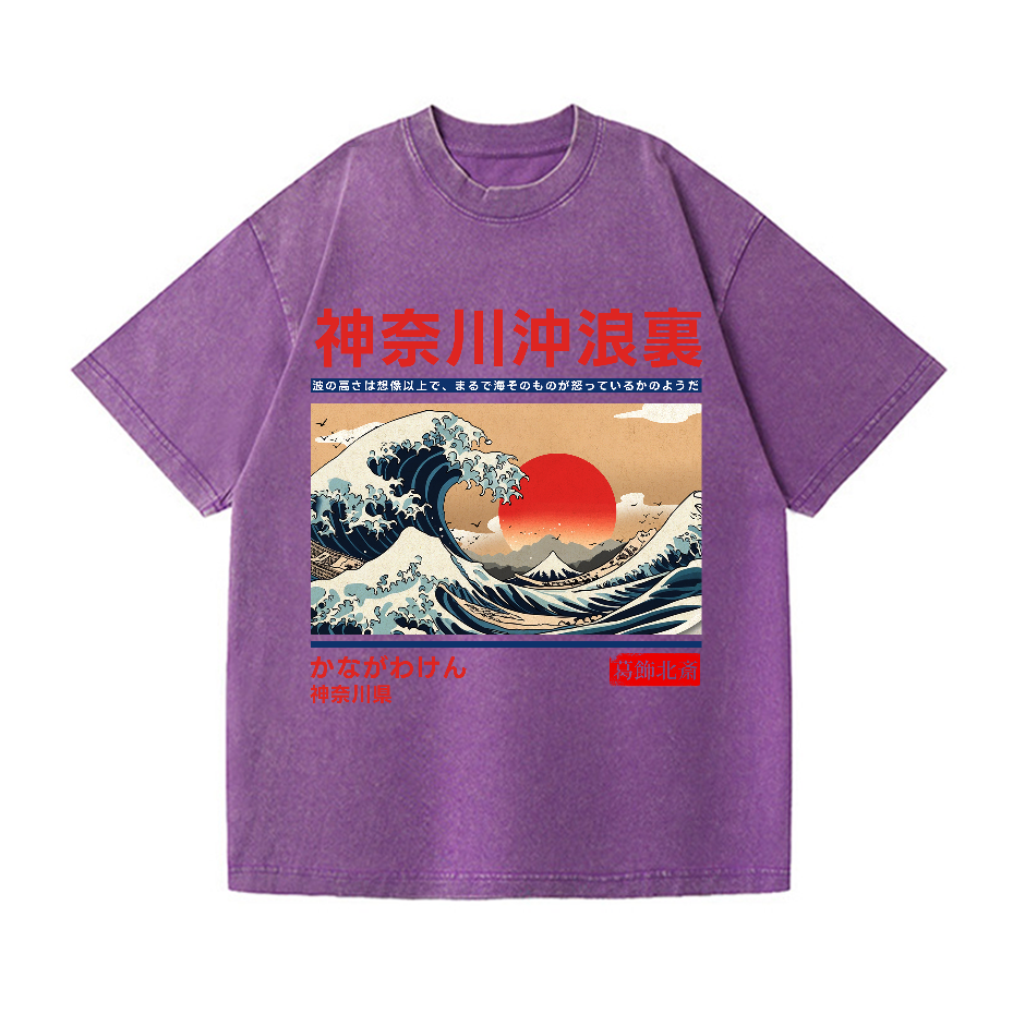 Kanagawa Ukiyo-e Great Wave Vintage Wash Japanese Design T-Shirt