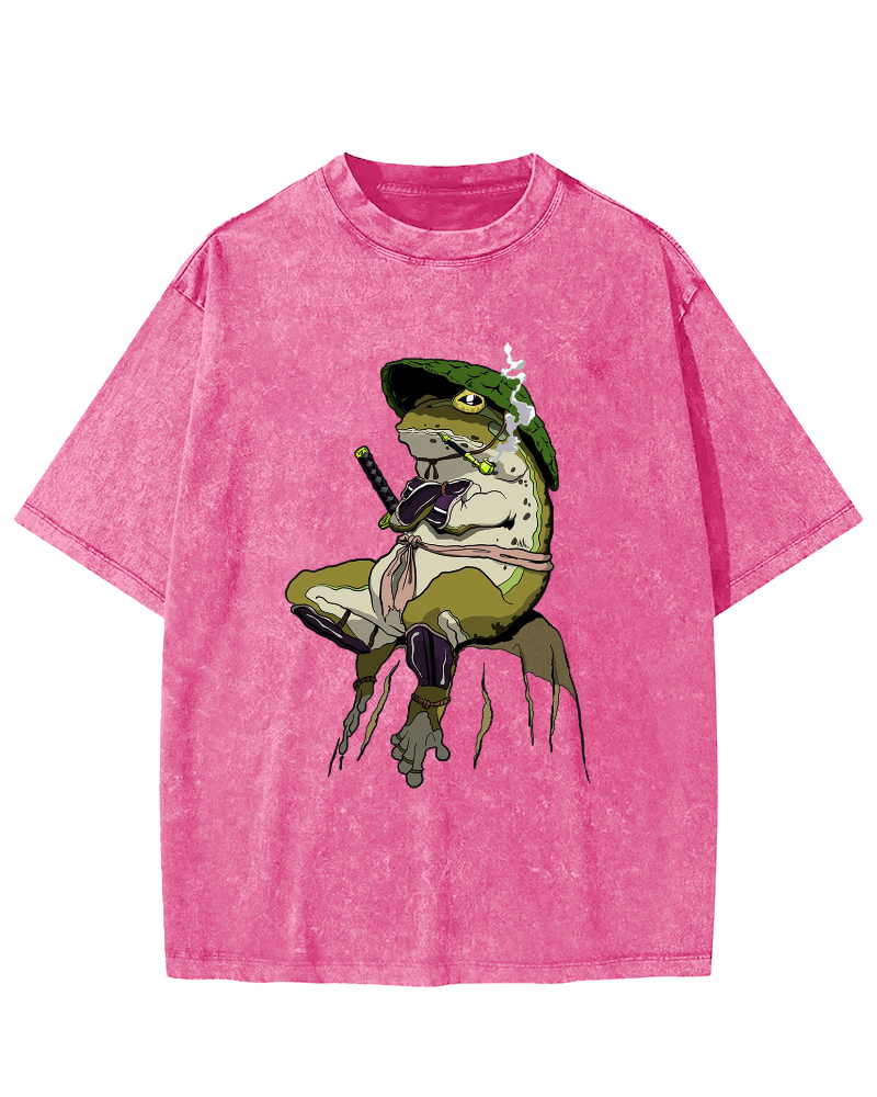 Frog Samurai Vintage Washed T-shirt