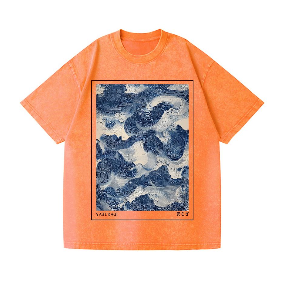 Yasuragi Wave Vintage Wash Japanese Design T-Shirt