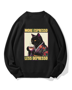 Kimono Coffee Cat Cotton Sweatshirt