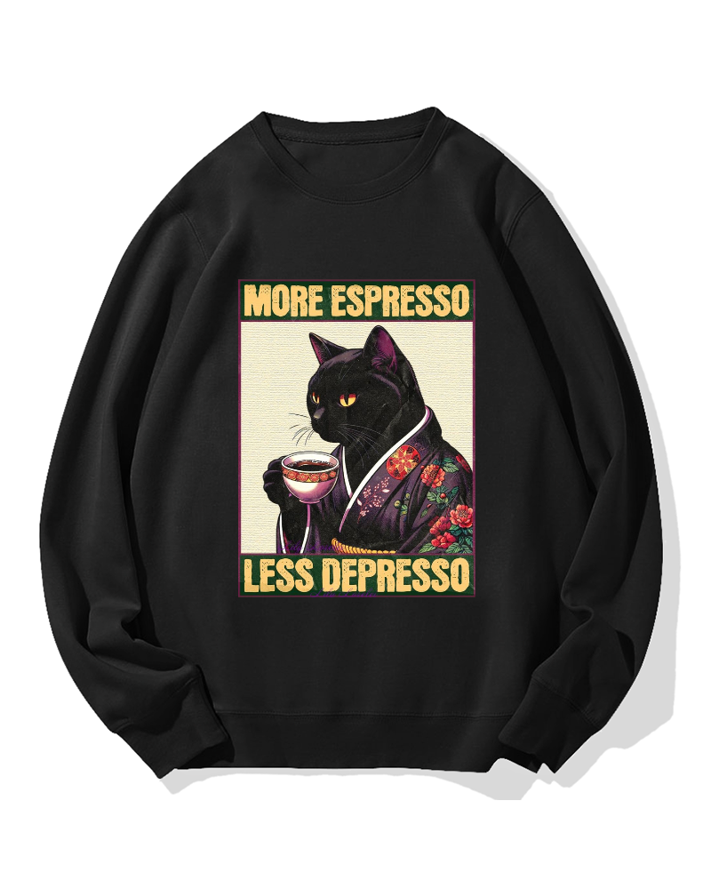 Kimono Coffee Cat Cotton Sweatshirt