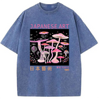 Japanese Art Pink Hallucinogenic Mushrooms Washed T-Shirt