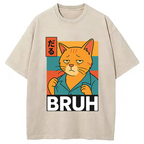 Funny Cat Bruh Meme Washed T-Shirt