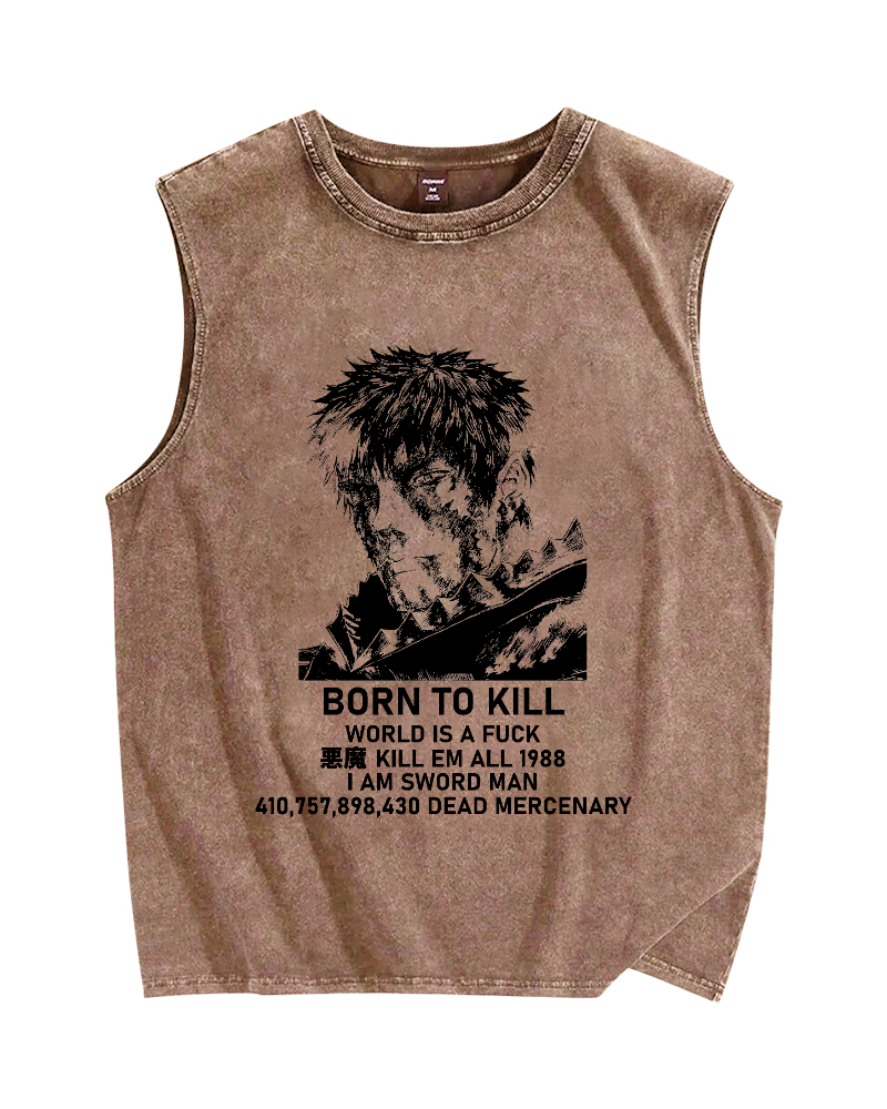 Born to Kill Vintage Distressed Washed Tank Top