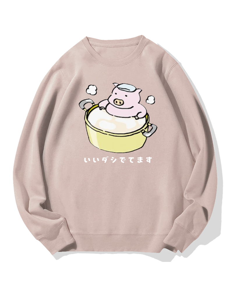 Piggy Onsen Cotton Sweatshirt