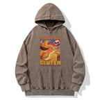 I Can't Eat Gluten Funny Meme Washed Hoodie