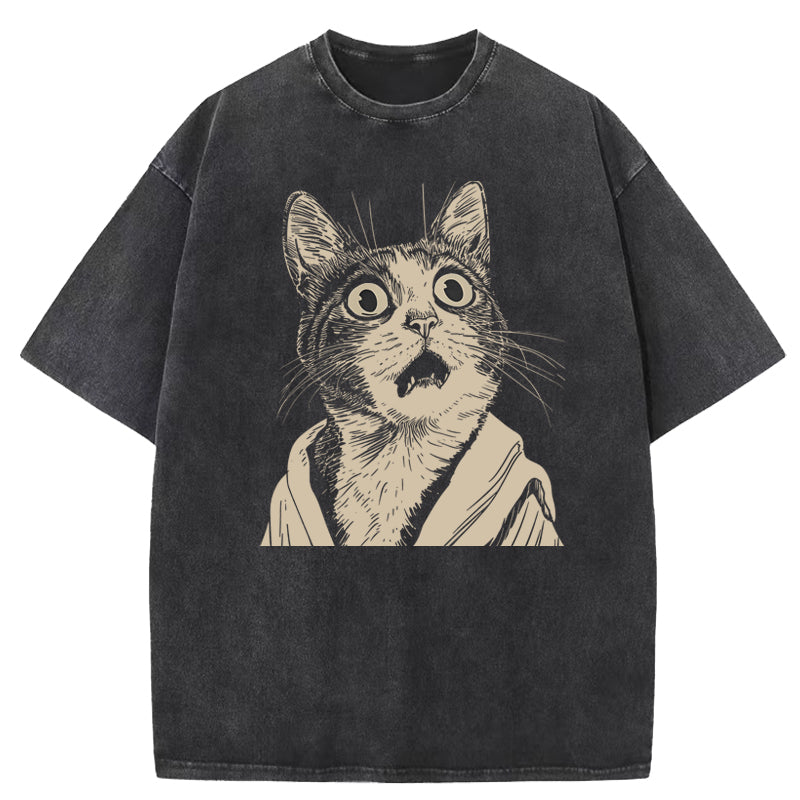OMG Funny Cat Art Washed T-Shirt