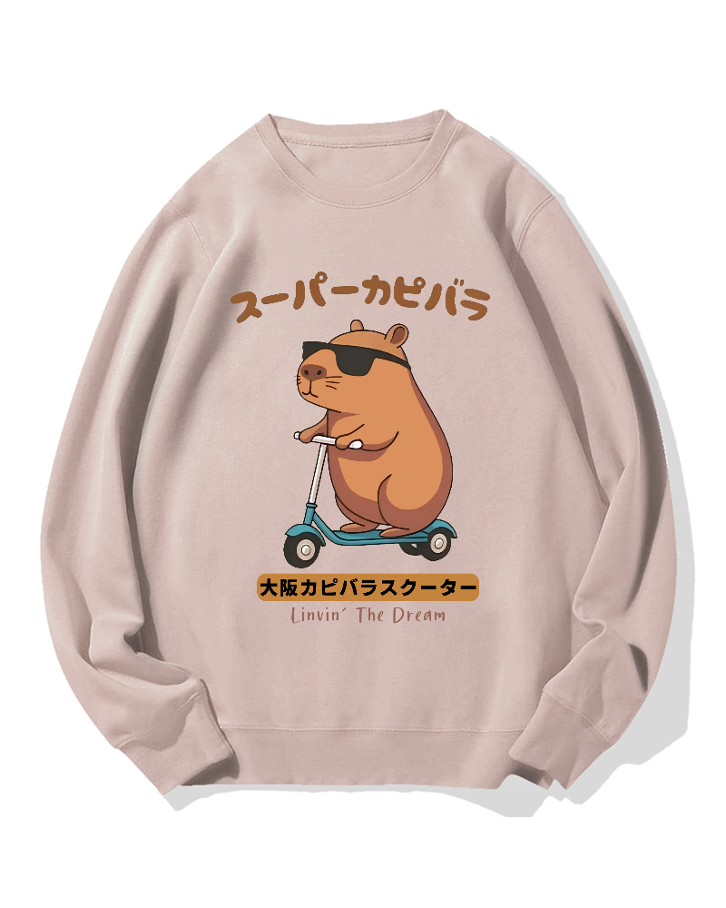 Osaka Capybara Scooter Cotton Sweatshirt