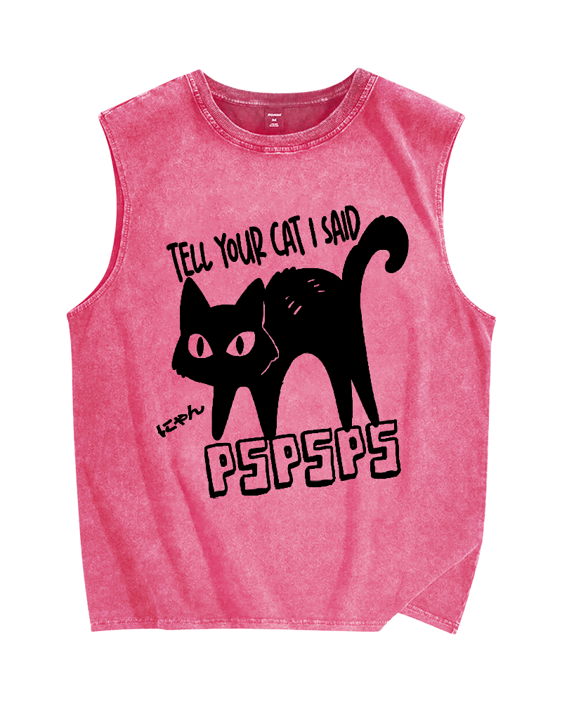 Attract Cats Vintage Distressed Washed Tank Top