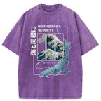 Ukiyoe Waves And Fish Washed Vintage T-Shirt