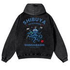 Shibuya Octopus Vintage Washed Cotton Back Art Hoodie
