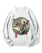 Japanese Dinosaur Warrior Cotton Sweatshirt