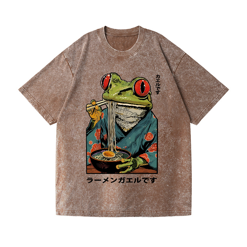 Frog Ramen Vintage Wash Japanese Design T-Shirt