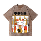Unlucky Day Cat Vintage Wash Japanese Design T-Shirt