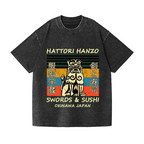 Hattori Hanzo Komainu Okinawa Japan Vintage Wash Japanese Design T-Shirt