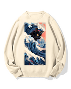 Cat of the Great Wave off Kanagawa Cotton Sweatshirt