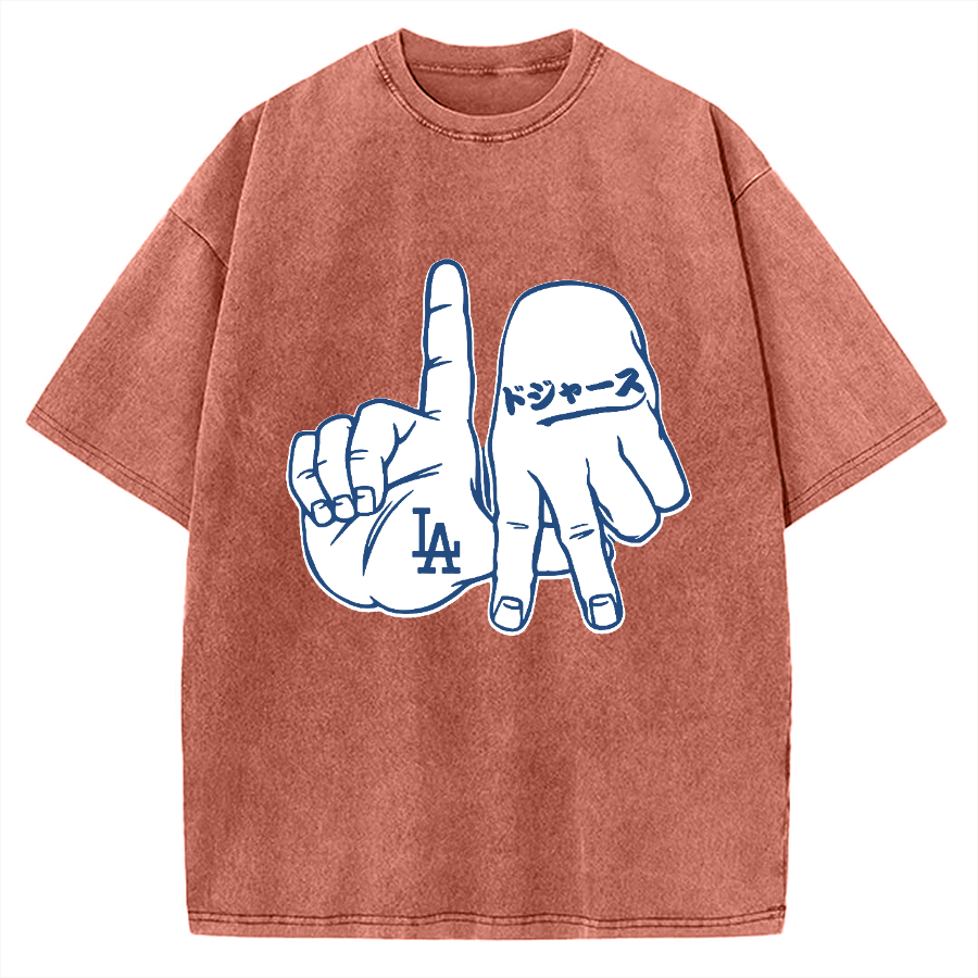 LA  Sign & Baseball Vintage Washed T-shirt