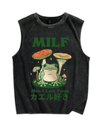 Funny MILF Froggy Vintage Distressed Washed Tank Top