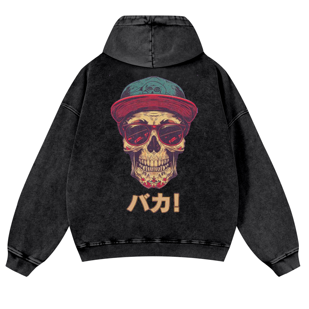 Skull Vintage Washed Cotton Back Art Hoodie