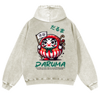 Daruma Vintage Washed Cotton Back Art Hoodie